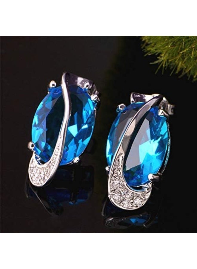 DubaiGallery قلادة جديدة من الفضة الإسترلينية 925 مع قلادة مجموعة مجوهرات الزفاف العصرية متعددة الألوان من الكريستال والزركون مع أقراط وخاتم لنساء مجموعة إكسسوارات للحفلات - Image 5